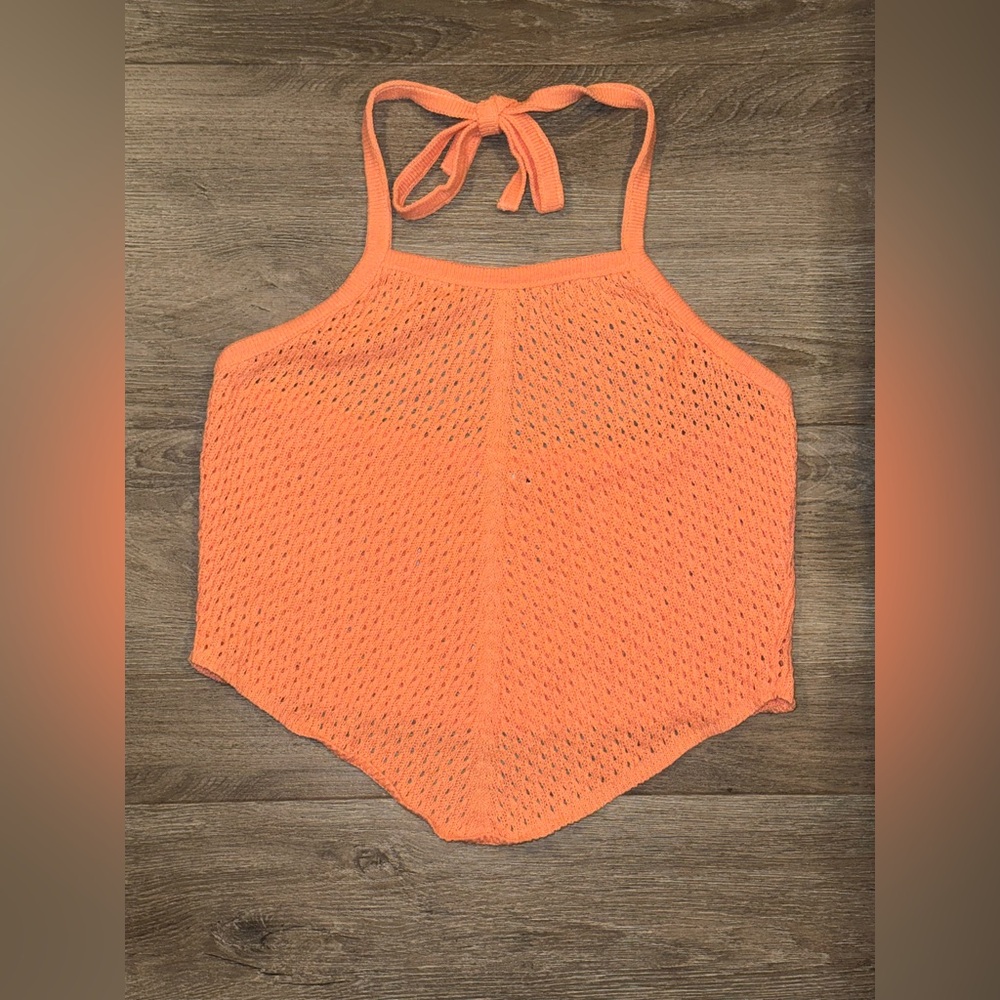 Orange/ Coral  Knit Halter Top